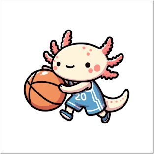 axolotl funny play basketball Posters and Art